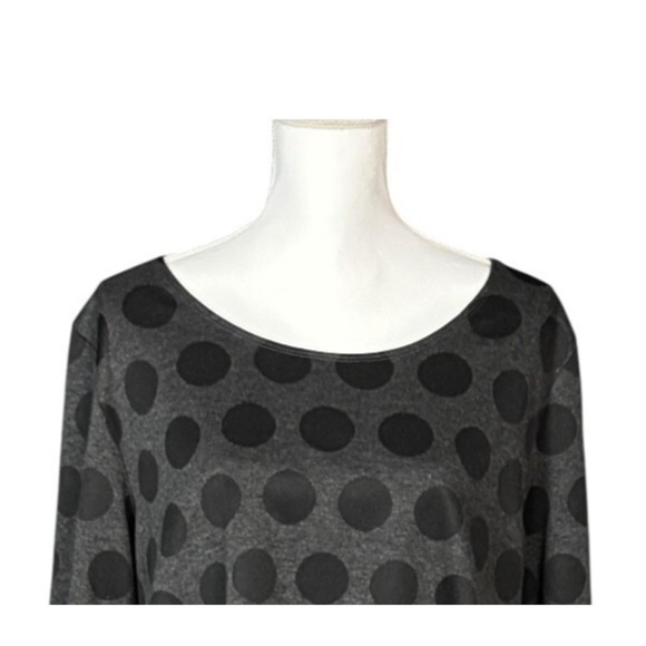 Bryn Walker Knit Top Size Medium Gray Black Dot Abstract Artsy Lagenlook Boxy - Picture 3 of 9